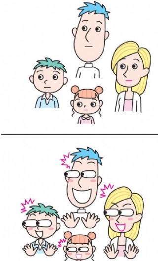 卡通幸福家庭一家人表情图片
